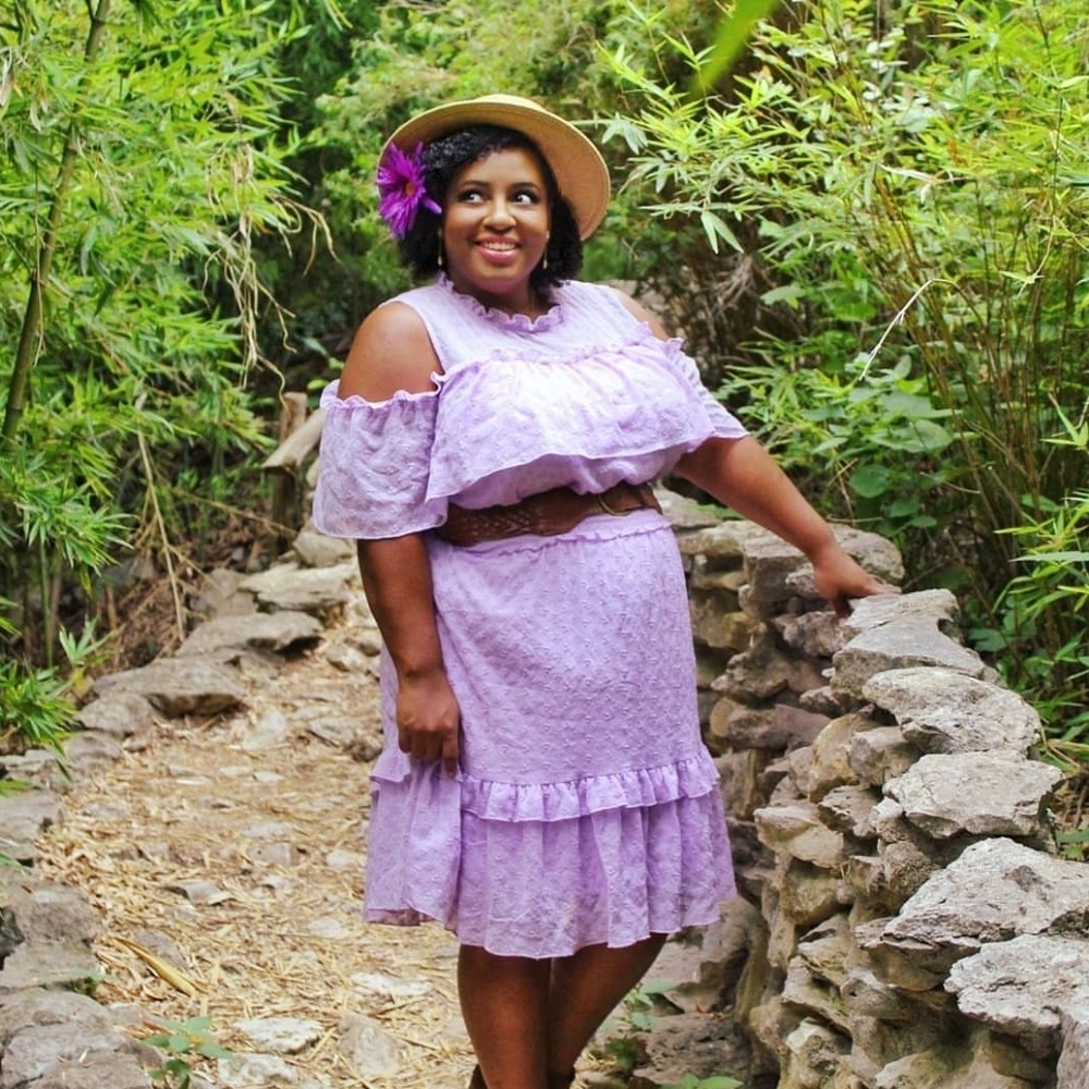 Lane Bryant Lilac Eyelet cold shoulder Dress
